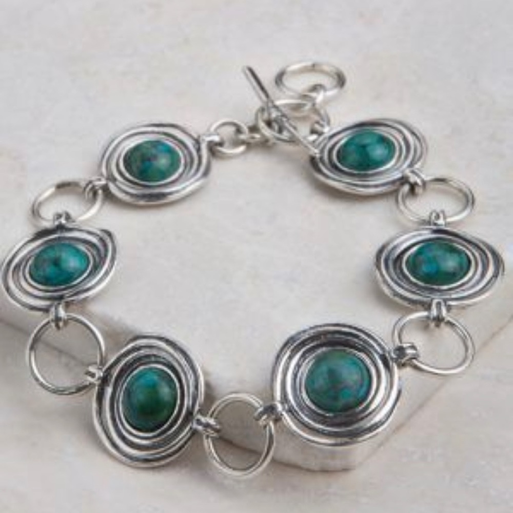 Opulenza Genuine Turquoise Toggle Bracelet